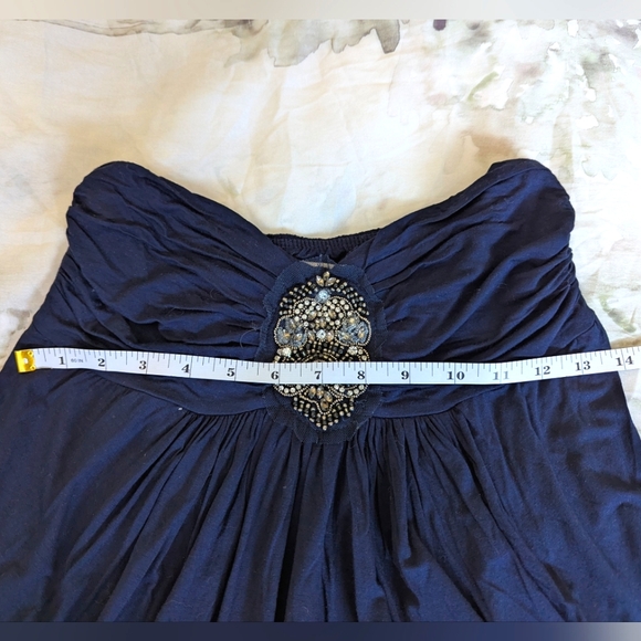Navy Blue flouncy embellished tube top Y2K size xs - Picture 3 of 5